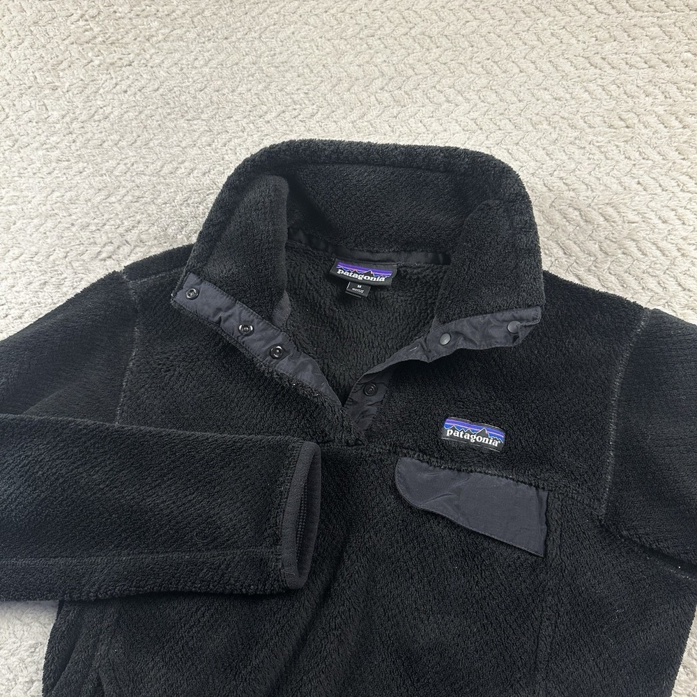 Patagonia Women's Re-Tool Snap Black Medium Polartec Fleece Pullover Cozy Warm